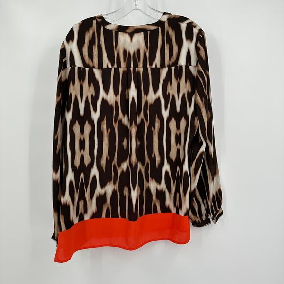 Chicos Women Top Size 2 US L Sheer Animal Print Boho Safari Tunic Blouse Layered - Picture 2 of 8